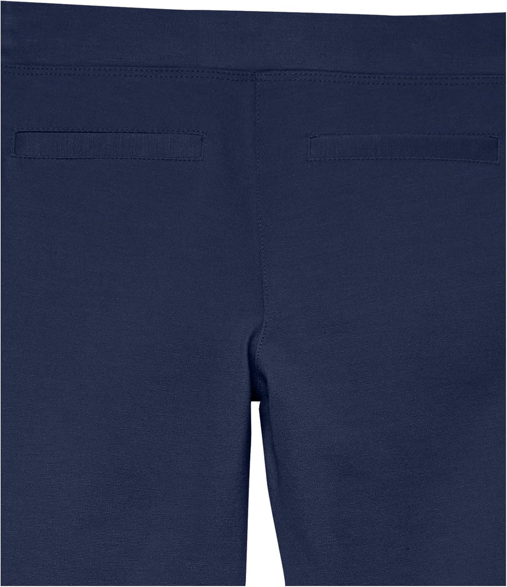 Girls and Toddlers' Uniform Slim Fit Ponte-Knit Pant with Elastic Waist, Pull On, Pack of 2