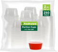 Plastic Portion Cups (No Lids) [2 Ounce, 250 Count] Disposable Plastic Cups for Meal Prep, Salad Dressing, Jellos