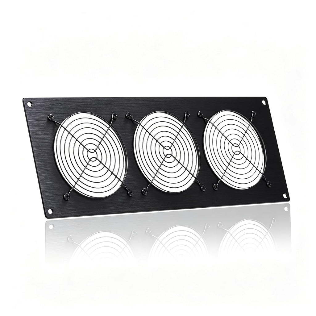 120mm Aluminum 3-Slot Fan Grille Mount Panel for PC AV Cabinets (1 Pack)