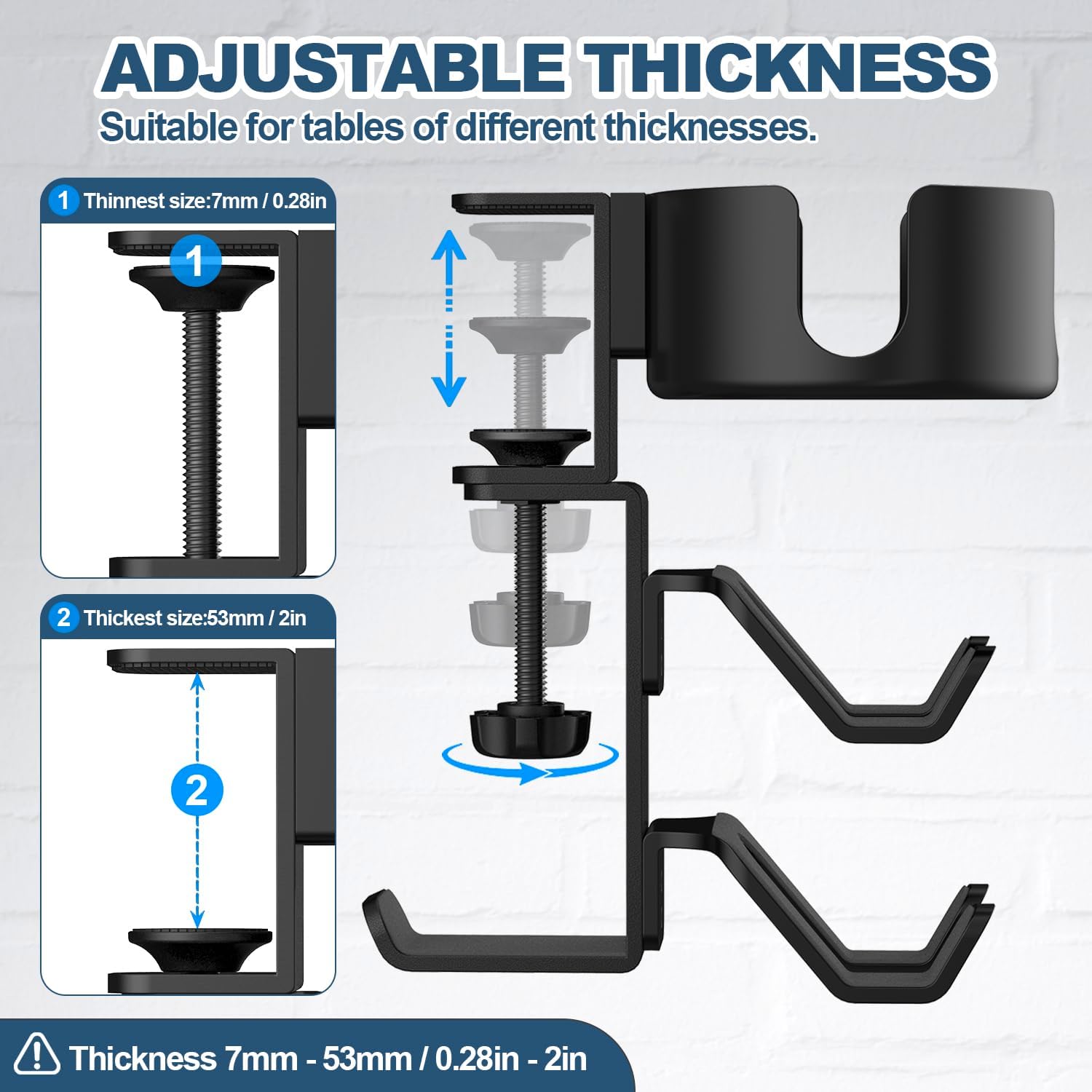 4 in 1 Desk Cup Holder with Headphone Hanger and Controller Stand Gaming Accessories, Universal Adjustable & Rotating