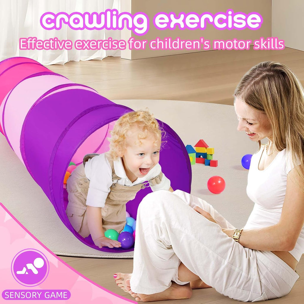 Kids Play Tunnel Tent for Toddler, 6-ft Pop Up Crawl Tunnel Toy for Baby Infant Children or Dog Cat, Collapsible Gift