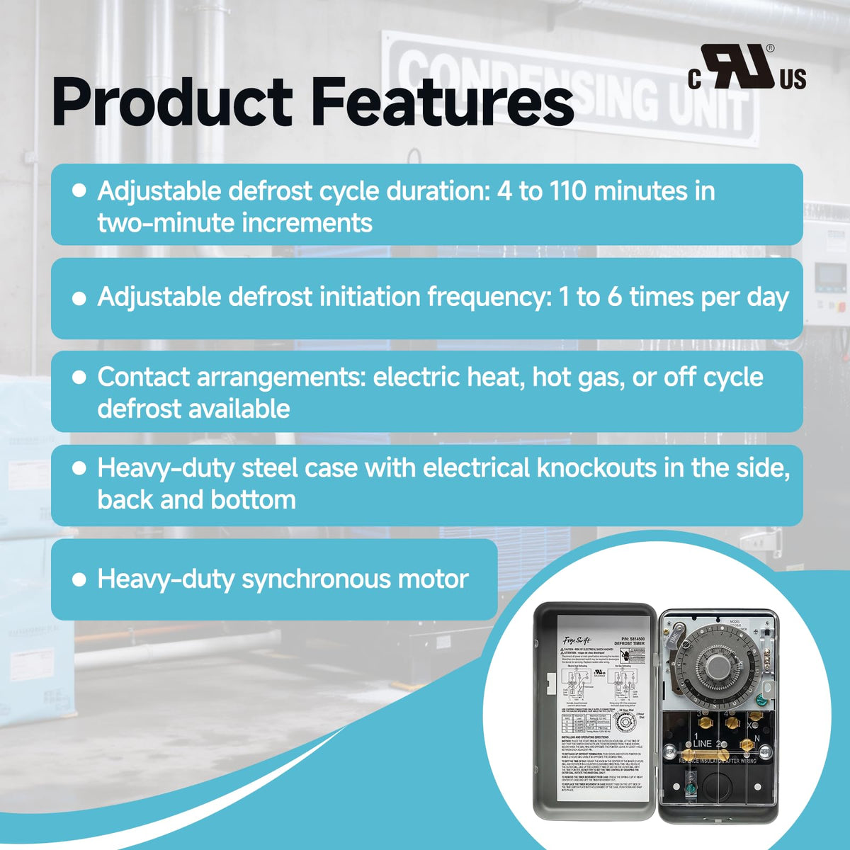 S8145-00 Commercial Refrigeration Defrost Control Timer 40A 2HP 120VAC 60Hz