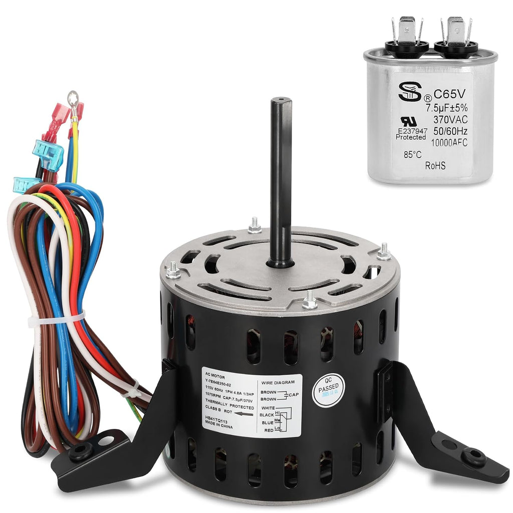 HB41TQ113 Furnace Blower Motor for Carrier, 1/3 HP 115V 1075 RPM, Capacitor