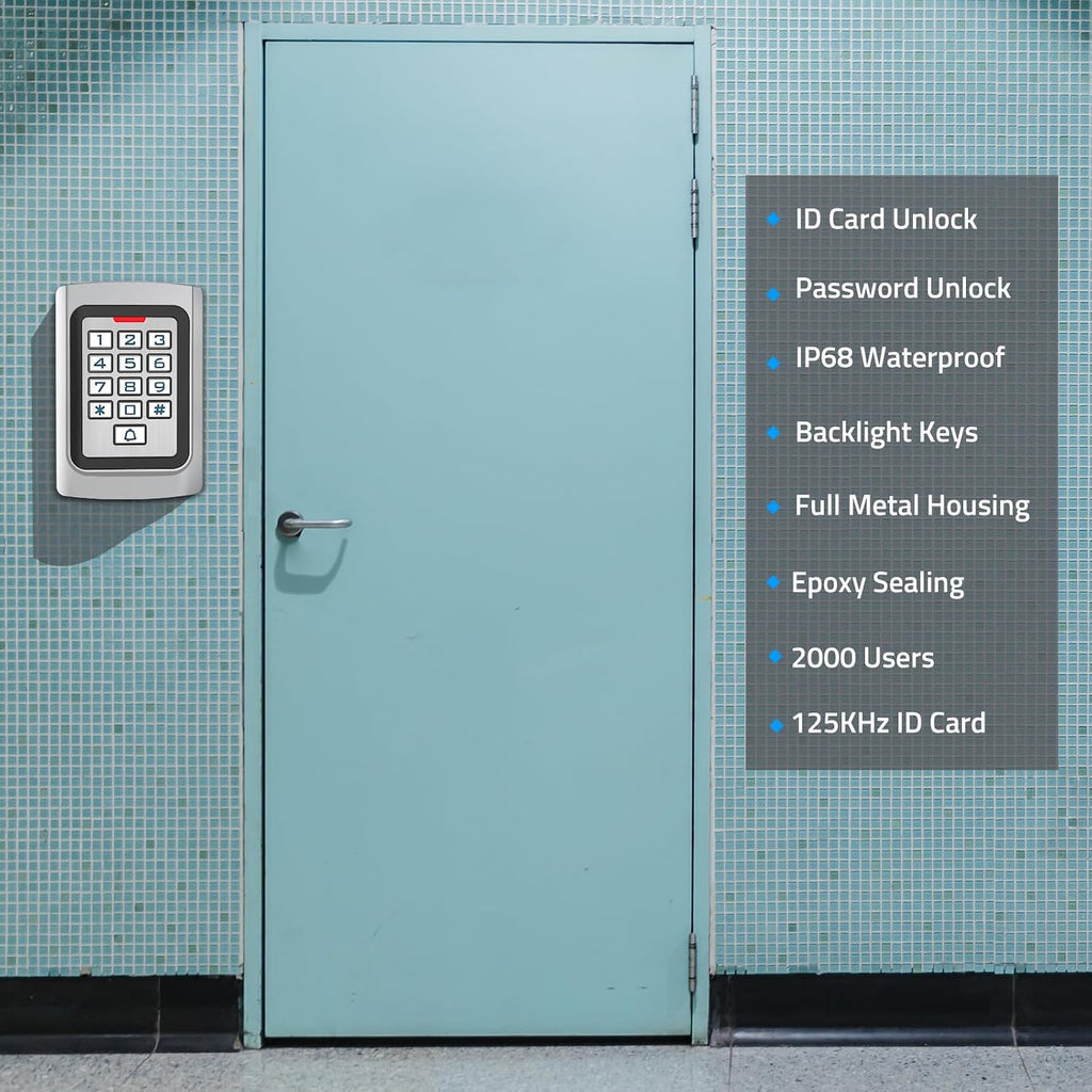 Universal Wired Access Control Keypad, PIN Code & ID Card Metal Door Keypad | 12V DC Door Key pad, IP68 Waterproof