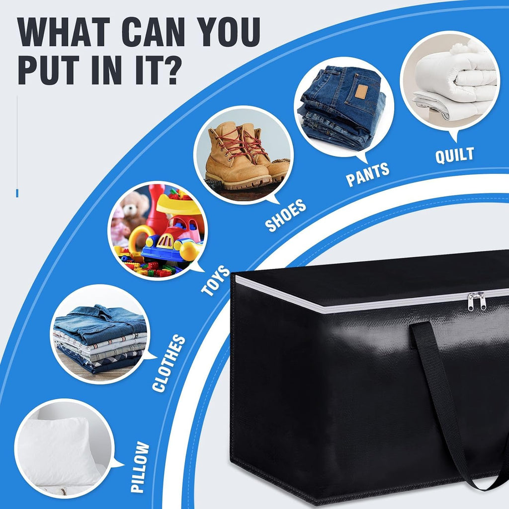 Heavy Duty Moving Bags, Extra Large Storage Bags, 93L, 6-Pack, Black