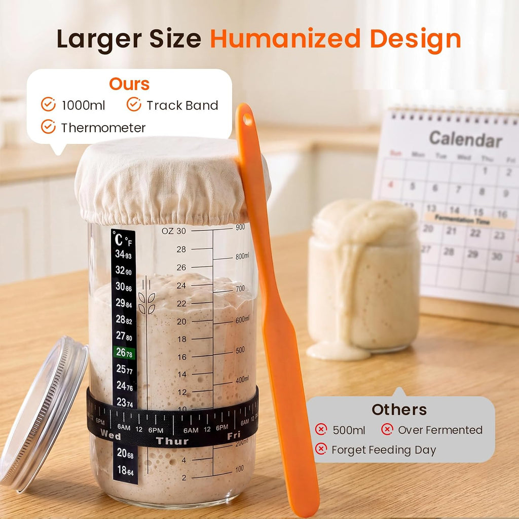 Sourdough Starter Kit with Scale,10" Round and 10" Oval Bread Basket