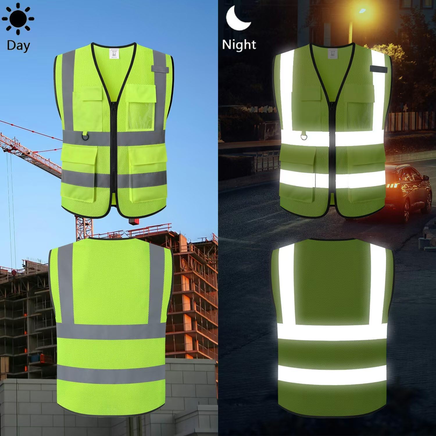 Safety Vest for Men Women Hi Vis Vest with Pockets Mesh High Visibility Vests