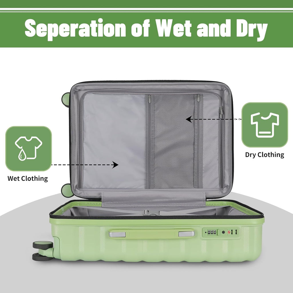 Lightweight Luggage with Spinner Wheels & YKK Zipper, 3-Piece Travel Suitcase ABS+PC Hardshell Luggage Set with TSA
