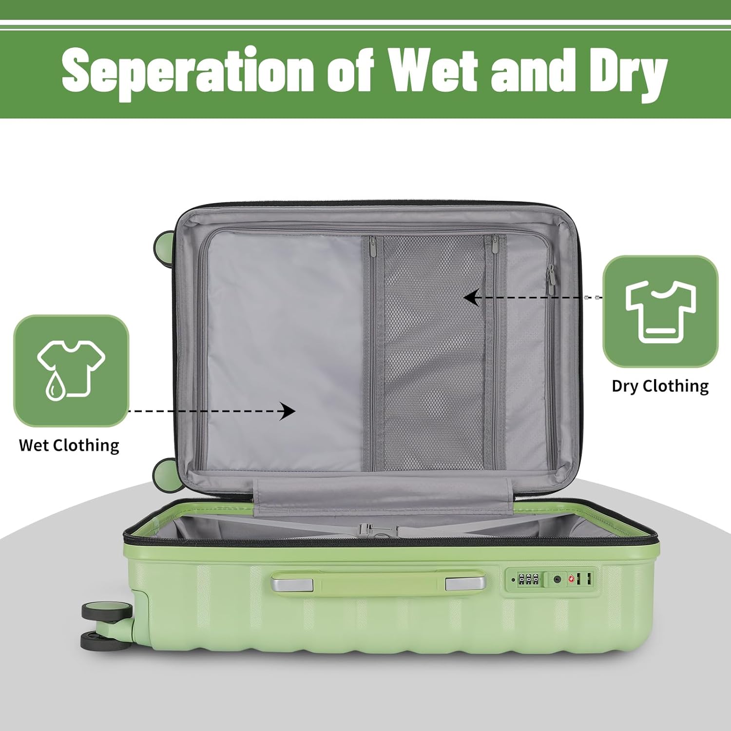 Lightweight Luggage with Spinner Wheels & YKK Zipper, 3-Piece Travel Suitcase ABS+PC Hardshell Luggage Set with TSA