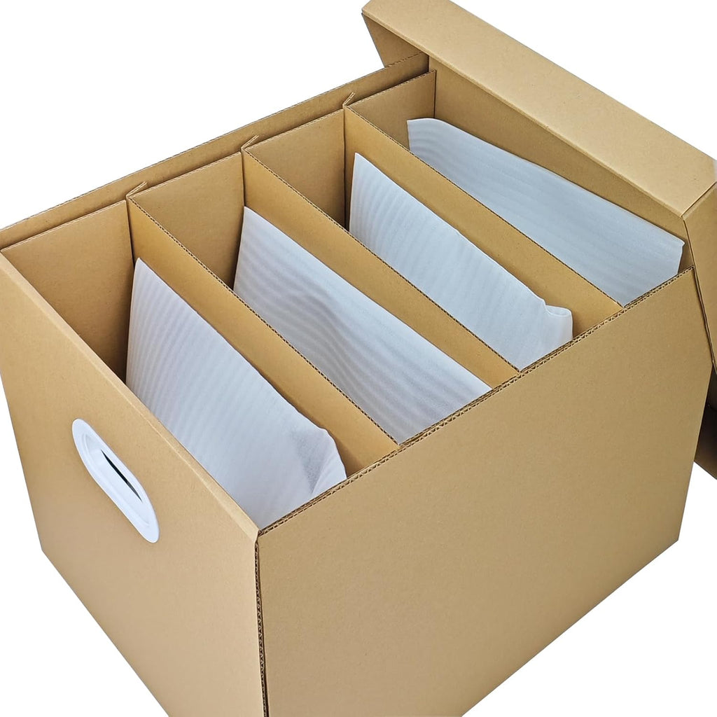 3 Sets Moving Boxes Dish Packing Boxes with Divider Kits,16 x 13 x 13 Inch Dish Packing Box with lid Kitchen Moving