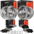A-Premium Front Vented and Rear Solid Brake Rotors and Ceramic Pads Kit