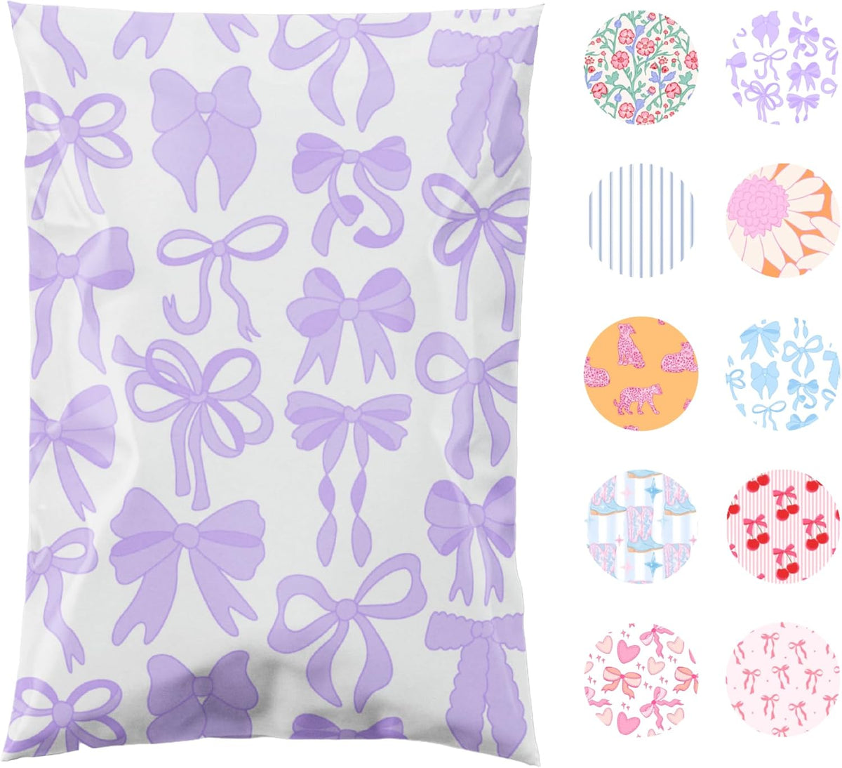 Poly Mailers 6x9, Purple Bows, 100 Pack