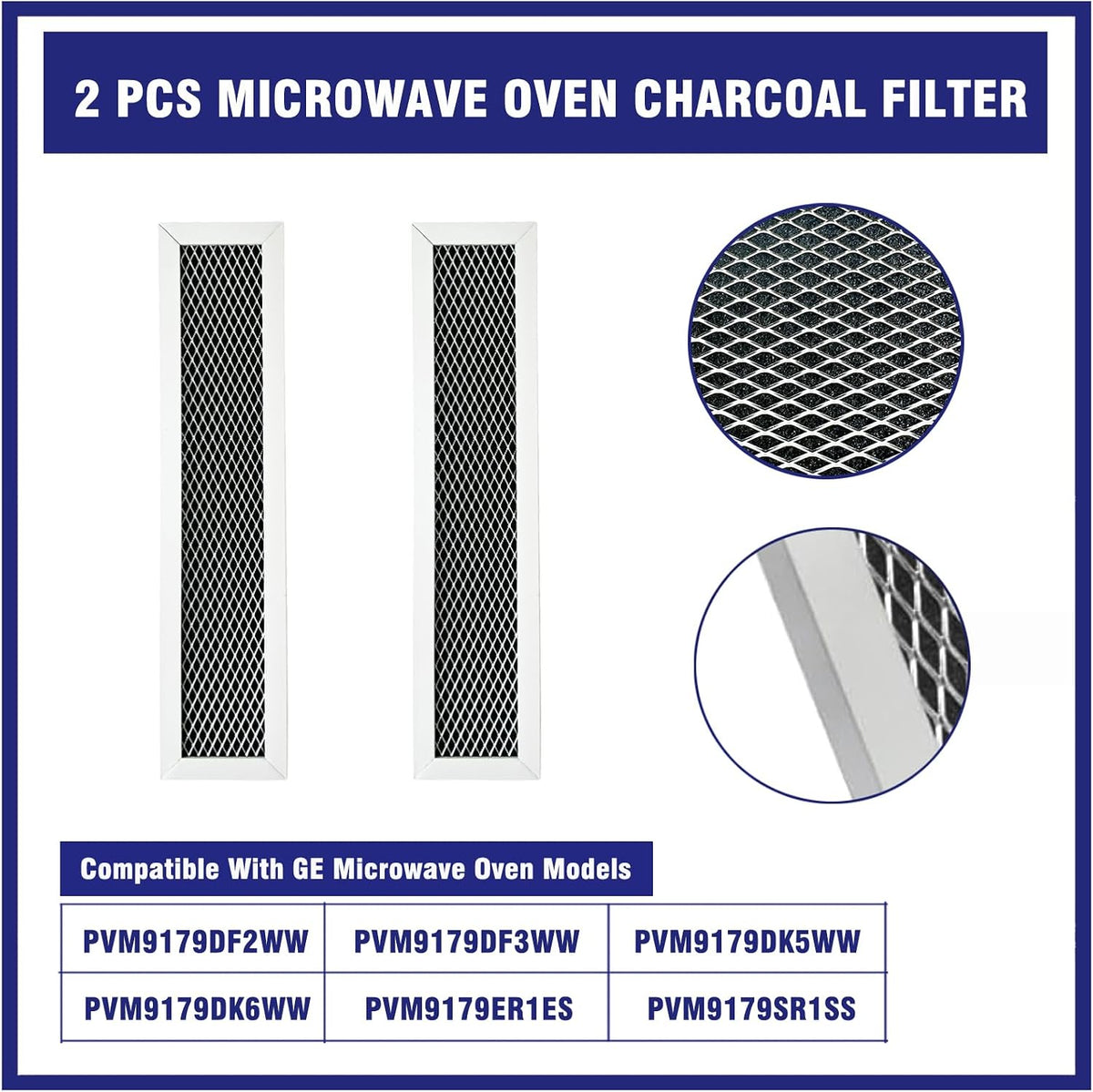 2 Pcs Microwave Charcoal Filter Mesh for GE PVM9179DF2WW, PVM9179SR1SS