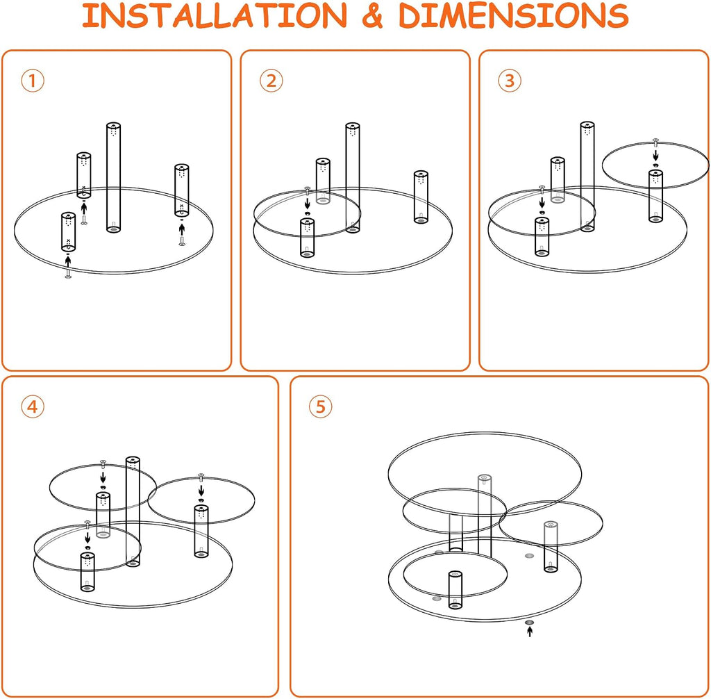 Acrylic Cupcake Stand, 4 Tier Round Cake Stand, 12 in Cake Stand for Dessert Table, Clear Cake and Cupcake Stand