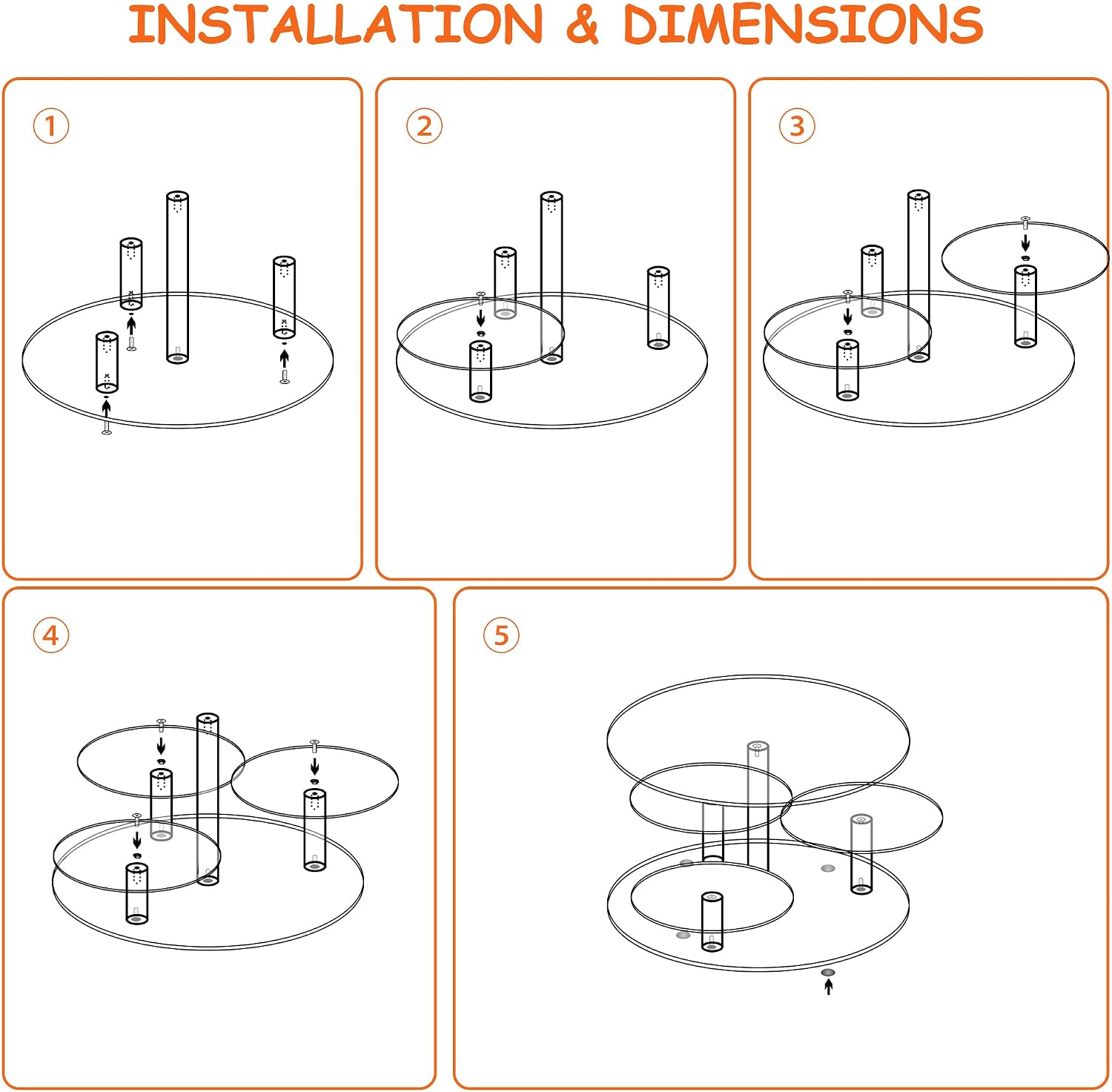 Acrylic Cupcake Stand, 4 Tier Round Cake Stand, 12 in Cake Stand for Dessert Table, Clear Cake and Cupcake Stand