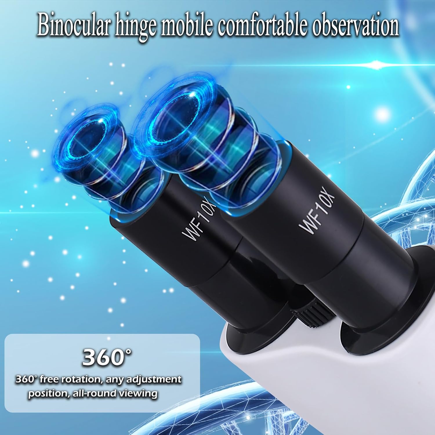 Compound Microscope，40X-2500X ，WF10x and WF25x eyepieces, Dual LED Lighting and Two-Layer Mechanical Stage，Microscope