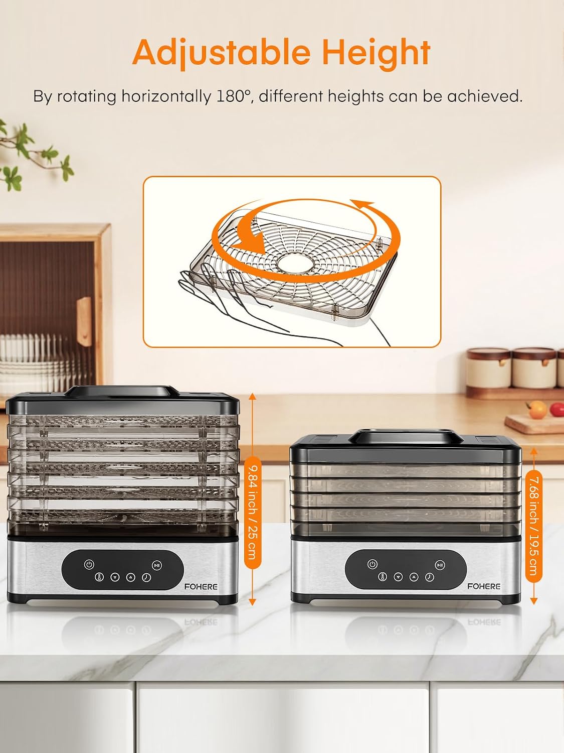 Food Dehydrator, 5 BPA-Free Tray Dehydrators, 11.42" Stackable Trays