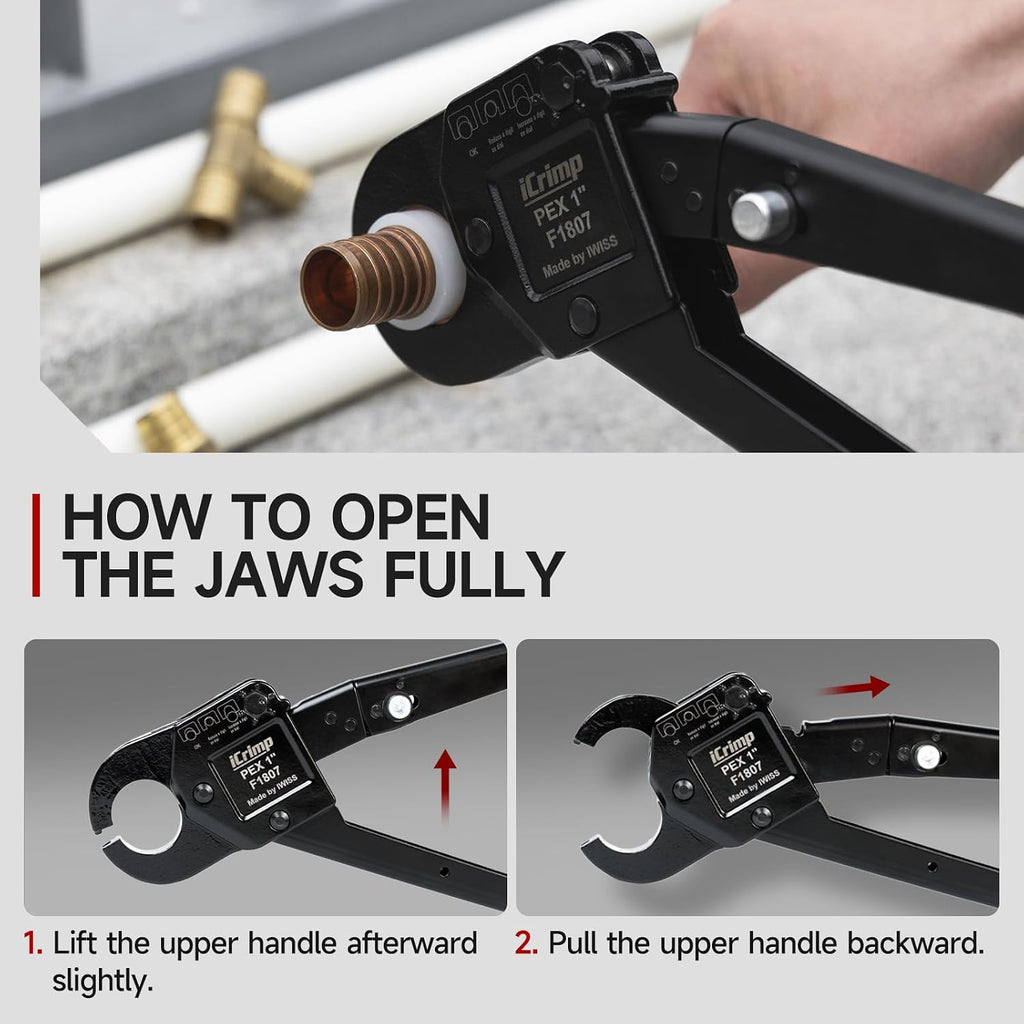 iCrimp Angle Head F1807 PEX Pipe Crimping Tool for 1-inch Copper Rings