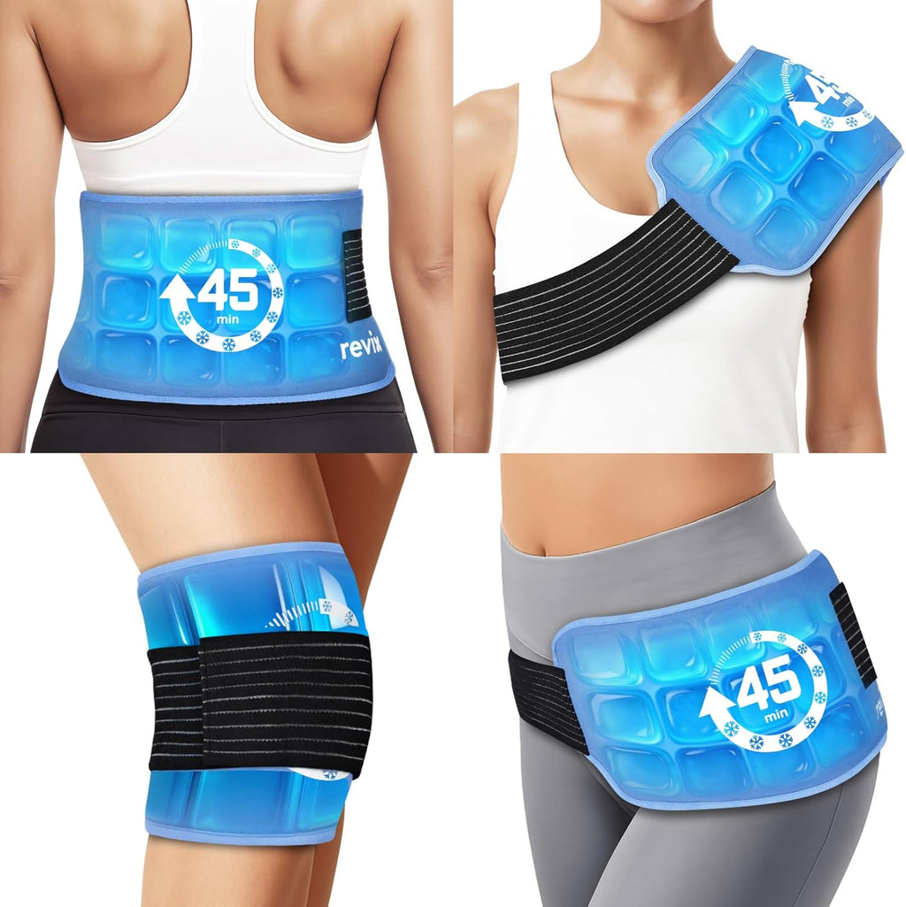 Ice Pack for Injuries Reusable, 14 × 7" Gel Cold Compress with Strap