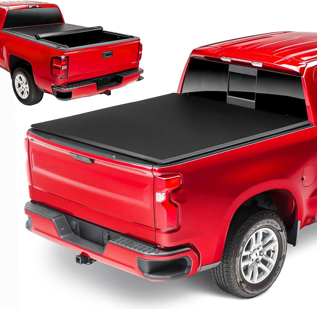8FT Soft Roll Up Truck Bed Tonneau Cover Fits for 1999-2016 Ford F250 F350 F450 Super Duty, 8ft (96''-98.6'') Fleetside Bed, Not Fit with Roll Bar