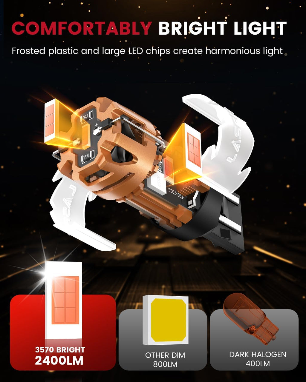 7440 7443 Brake Light LED bulb Built in Resistor for Red Tail Light Upgraded Bright 7444na 7441 7444 7440NA W21W