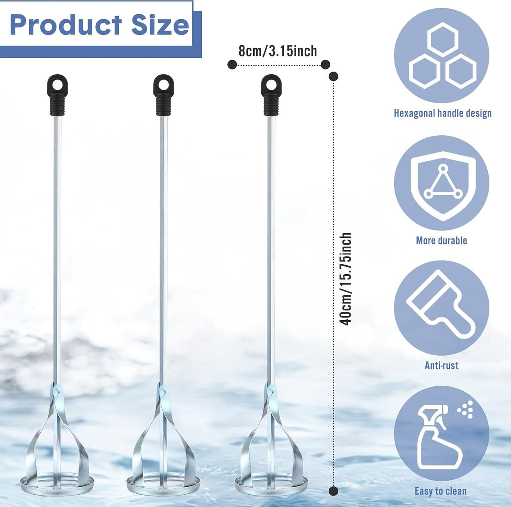 3 Pcs Paint Mixer for Drill 5 Gallon Paint Stirrer for Drill, 1 to 5 Gallon Buckets Fits Cement Mixing Paddle for