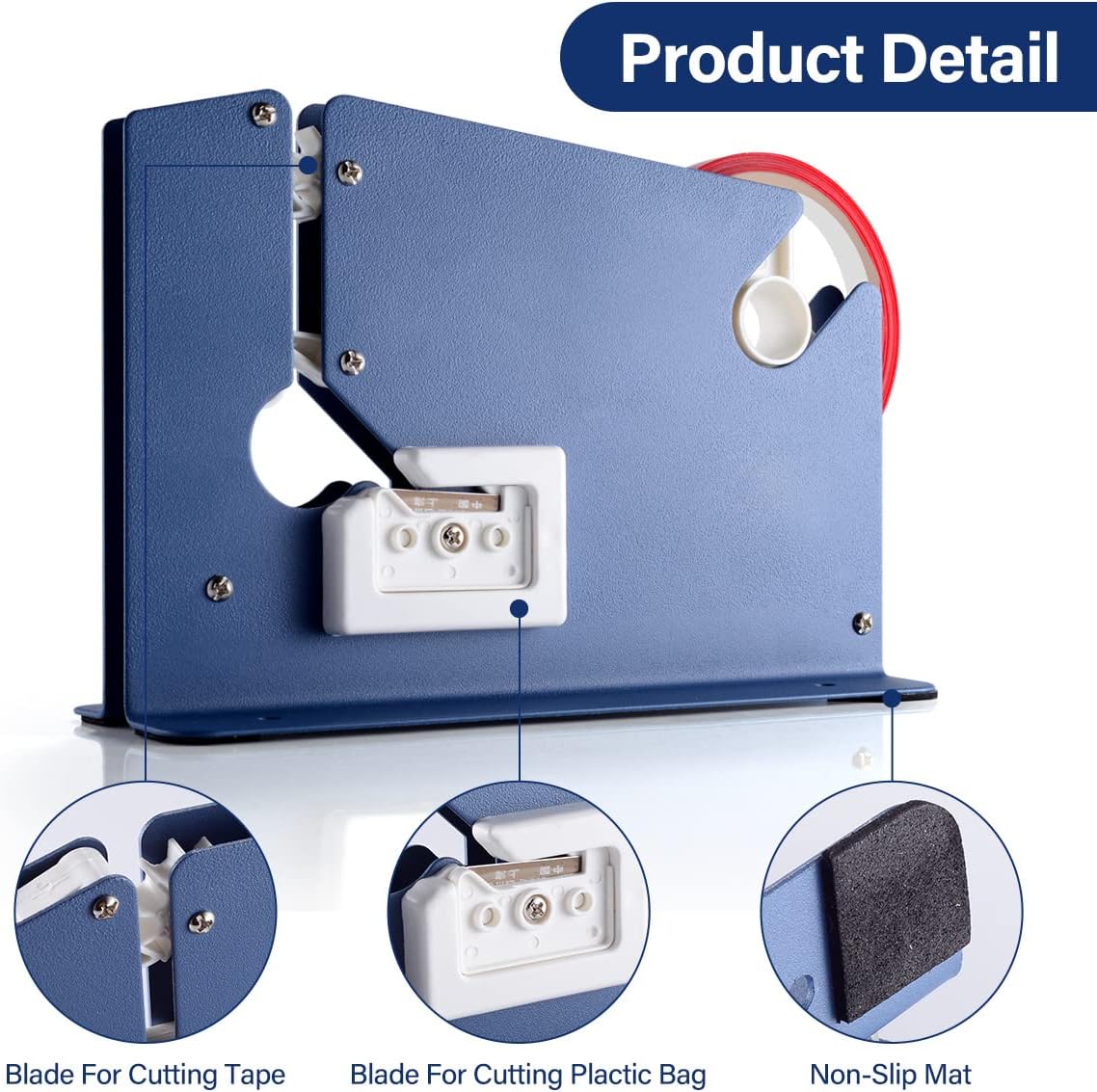 Steel Tape Bag Sealer with 2 Bag Sealing Tape, Plastic Bag Sealer Poly Bag Sealer for Meat Cake Bread Icing, Heavy