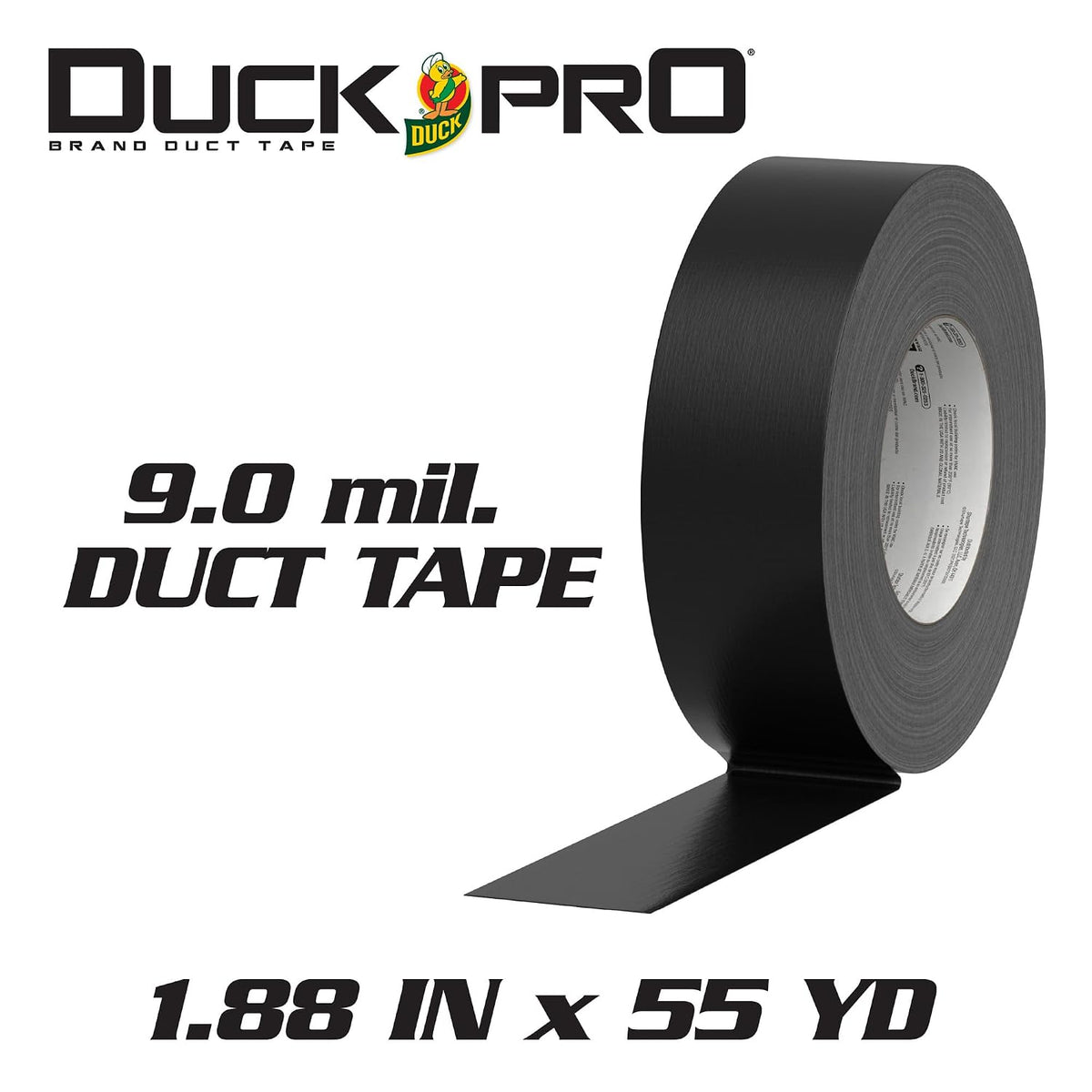 Pro Heavy Duty Duct Tape for Long Lasting Repairs, 2" Wide, Black