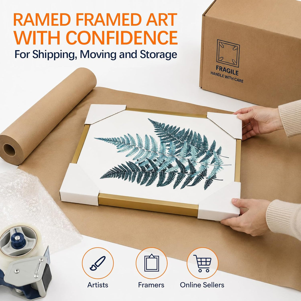 200 Pack Adjustable Cardboard Corner Protectors, Fits 1", 1.5" & 2.1" Frames, Packaging Edge Protectors for Shipping