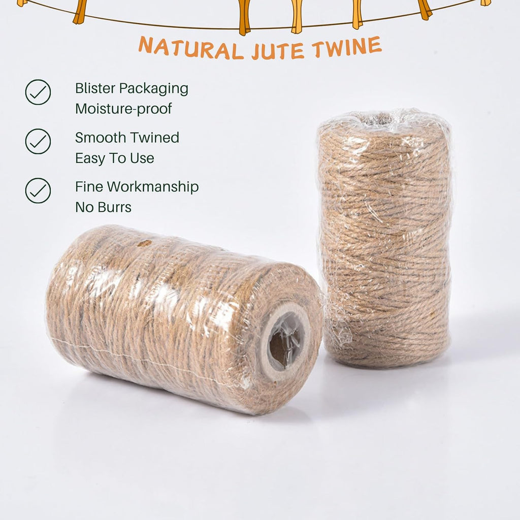 Jute Twine 2mm Thick - 328 Feet Brown Yarn, Natural Burlap String