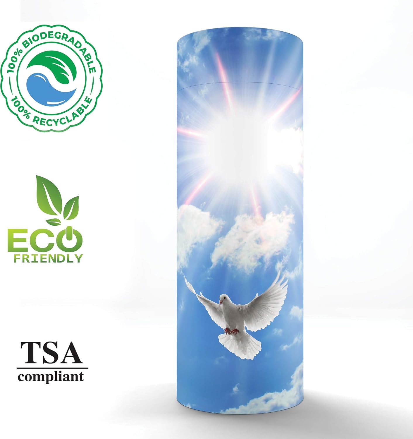 Holy Dove Scattering Tubes for Human Ashes TSA Approved Scattering Urn and Eco-Friendly Biodegradable Urns for Human