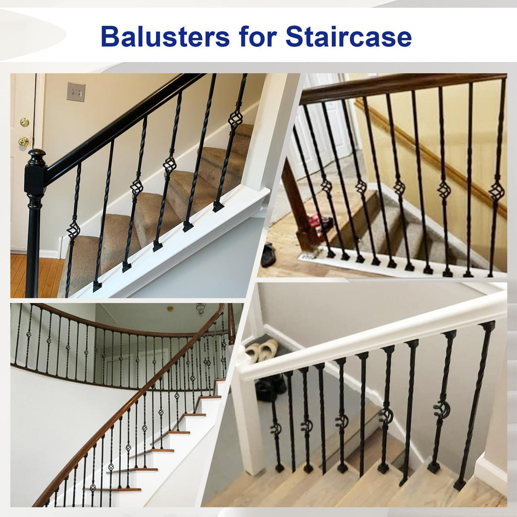 30-Pack Iron Balusters for Staircase Interior, Basket & Twist Design