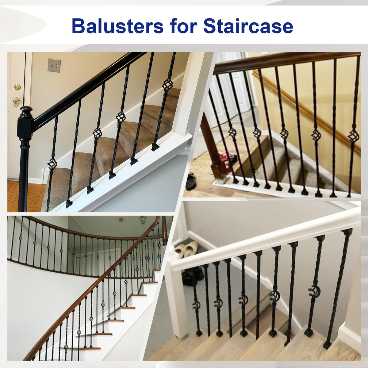 30-Pack Iron Balusters for Staircase Interior, Basket & Twist Design