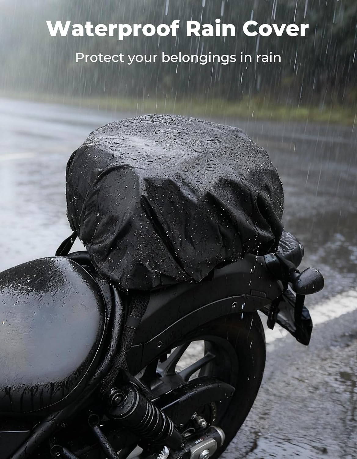 Motorcycle Tail Bag 18-22L Expandable Sissy bar | Motorcycle Luggage Seat Travel Rear Rack Bag Waterproof for Daul