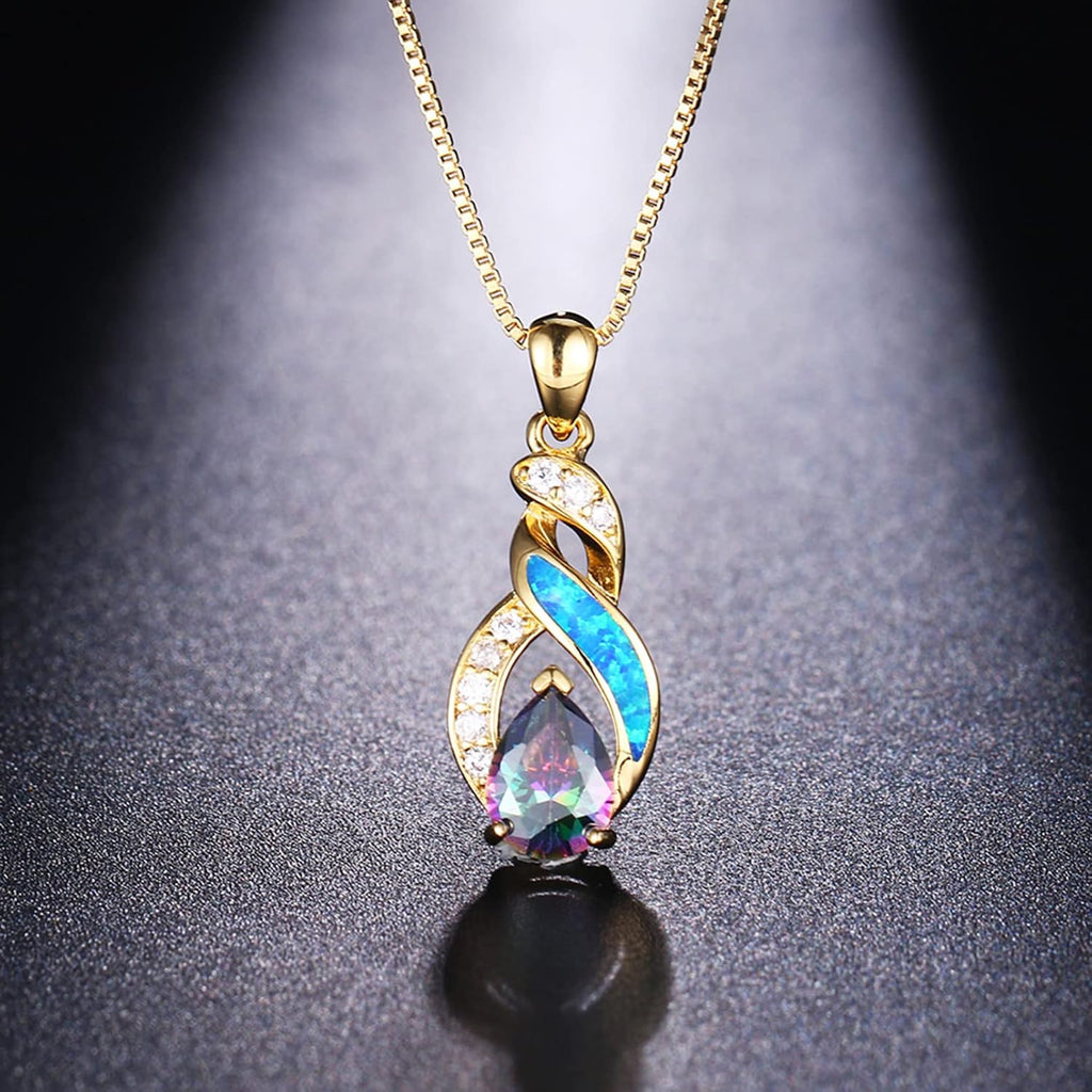 Jewelry Sets Australian Created Opal Necklace Earrings Mother's Day Gifts Jewelry for Mom
