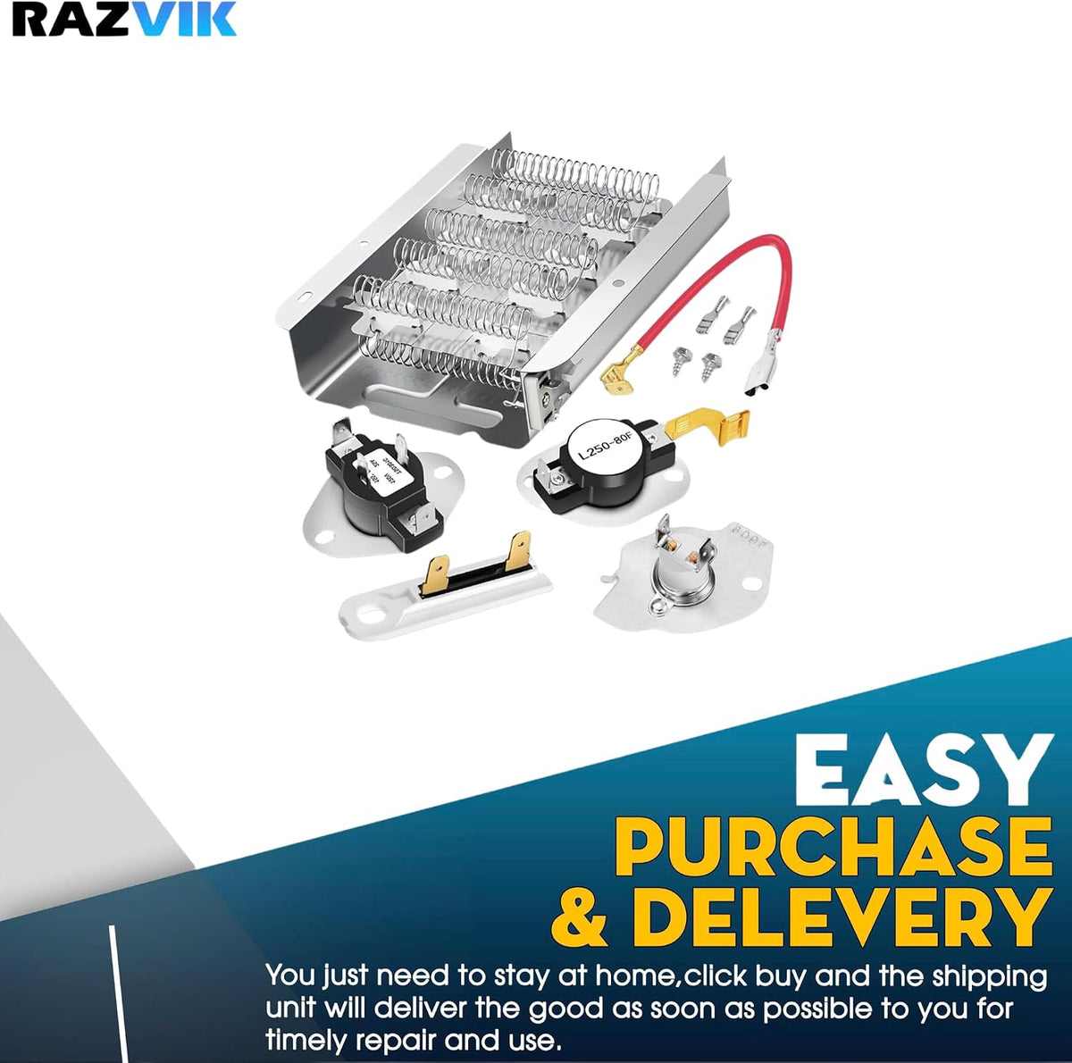 Dryer Heating Element Kit Replacement for Whirlpool WED5300SQ0 WED4850XQ2 LET7646EZ2
