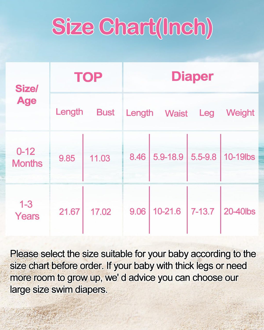 Baby Girls' Bikini Sets Swimwear,Reusable Swim Diaper with Matching Top