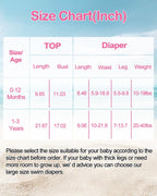 Baby Girls' Bikini Sets Swimwear,Reusable Swim Diaper with Matching Top