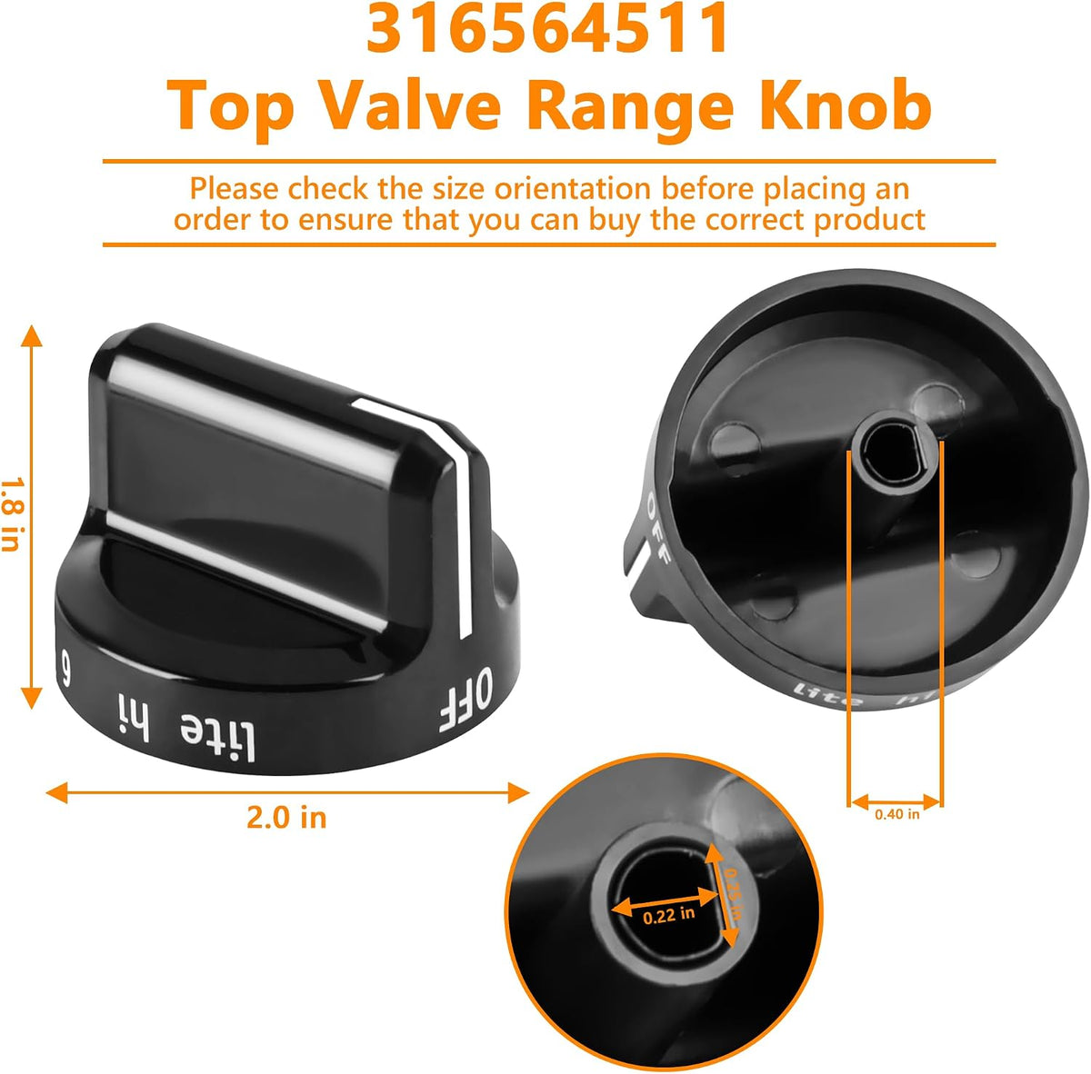 316564511 Stove Knob Replacement for Frigidaire Gas Range/Oven/Stove, Upgrade Cooktop Burner Control Knob (5 Pack)