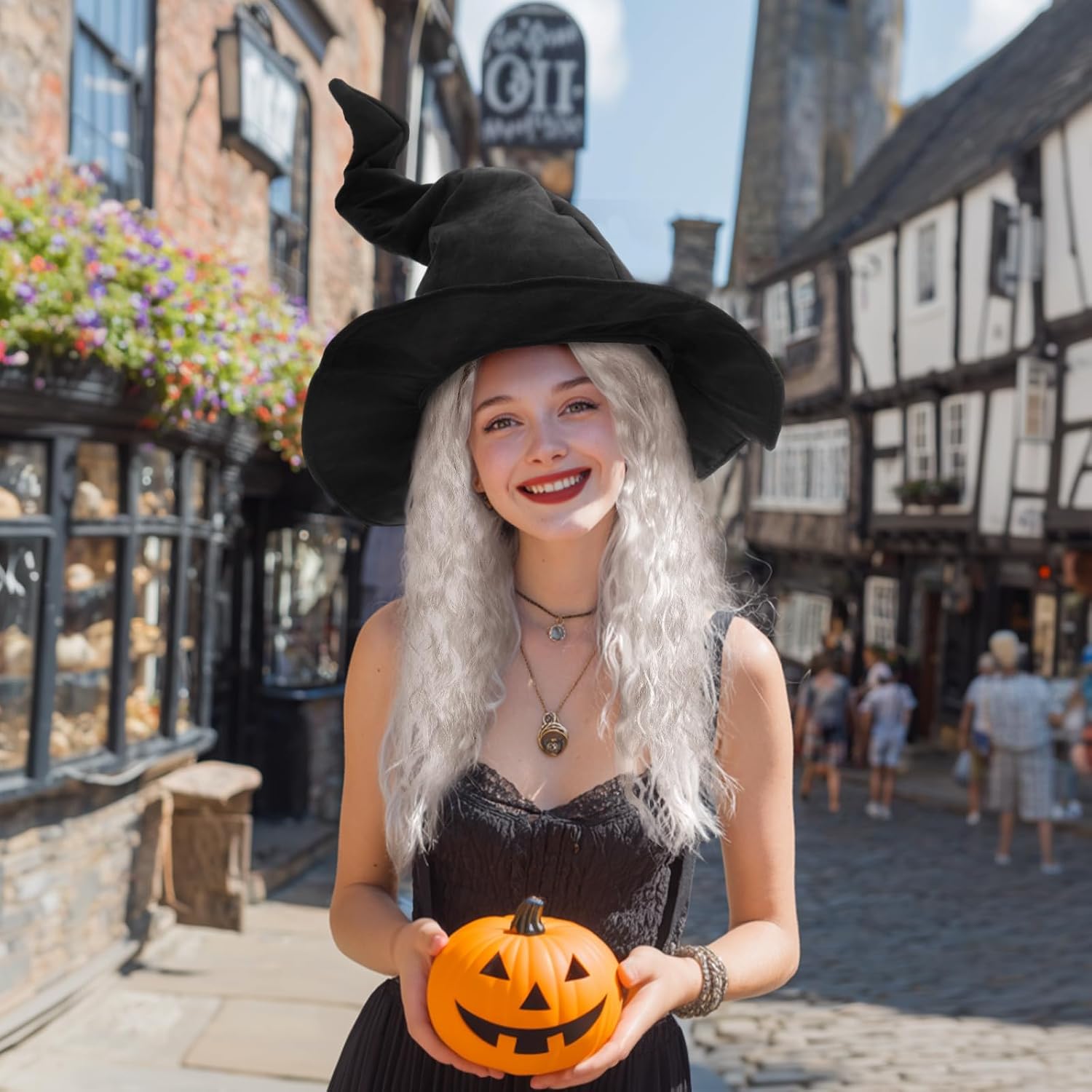 Wizard Hat Witch Hat Wizard Beard and Wig Set Halloween Costume Accessory for Men Women