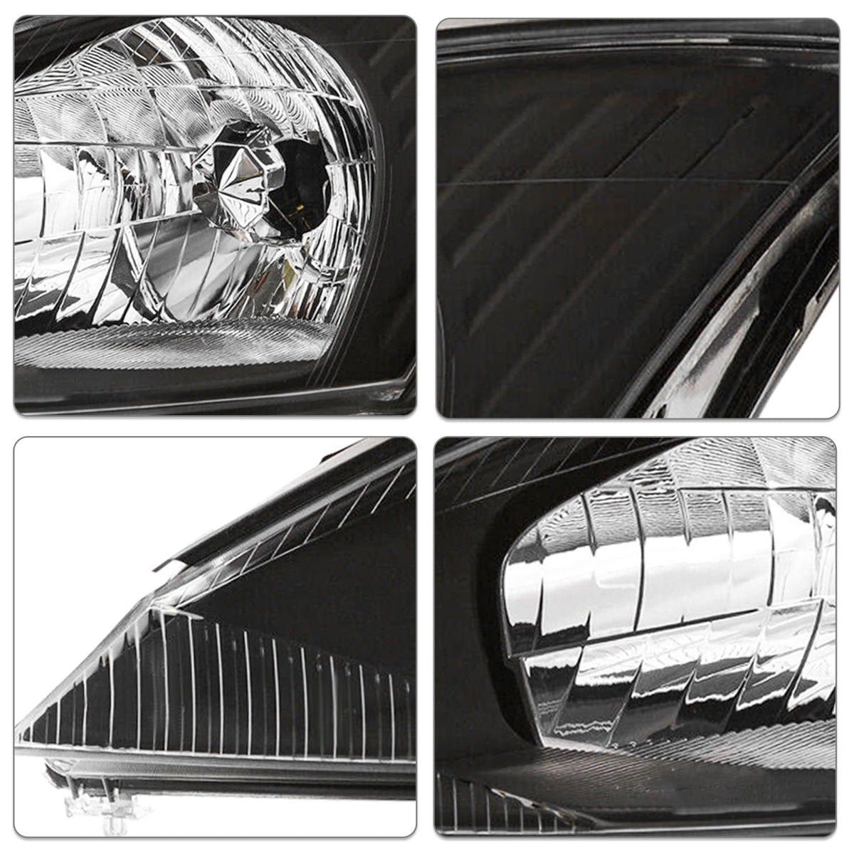 Halogen Headlight Assembly Fit for 2000-2004 Ford Focus W/Bulbs