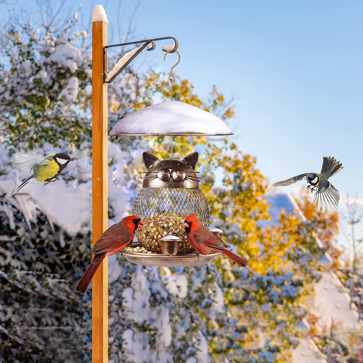 Bird Feeder, Wild Bird Feeder for Outdoor, Cute Cat-Shaped Style
