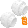 2 Pcs 2 Inch PVC Union Coupling, Socket x Socket Schedule 40 PVC Union