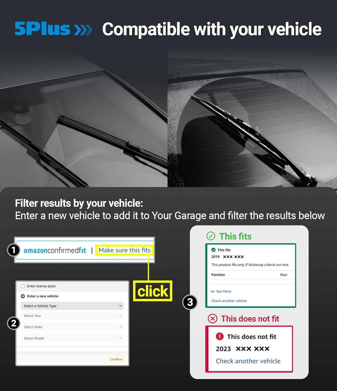 Wipers Replacement for Ford Bronco 2021-2024 Windshield Wiper Blades,17"+17" Windshield Wipers with 8" Rear Wiper