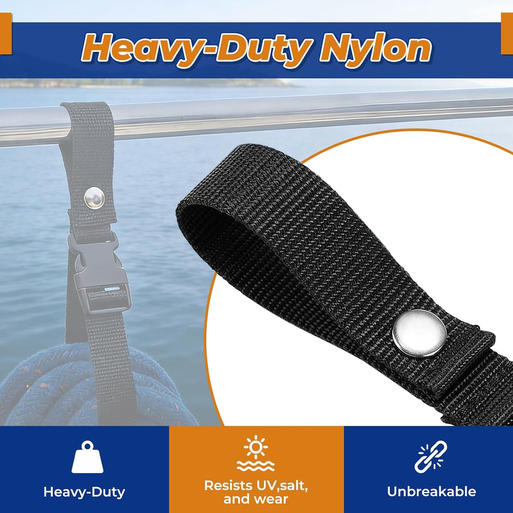 Boat Fender Line Holder,Adjustable Straps (Fully Extends to 43cm),Fits Rails up to 2",Durable Plastic Snap,Heavy-Duty