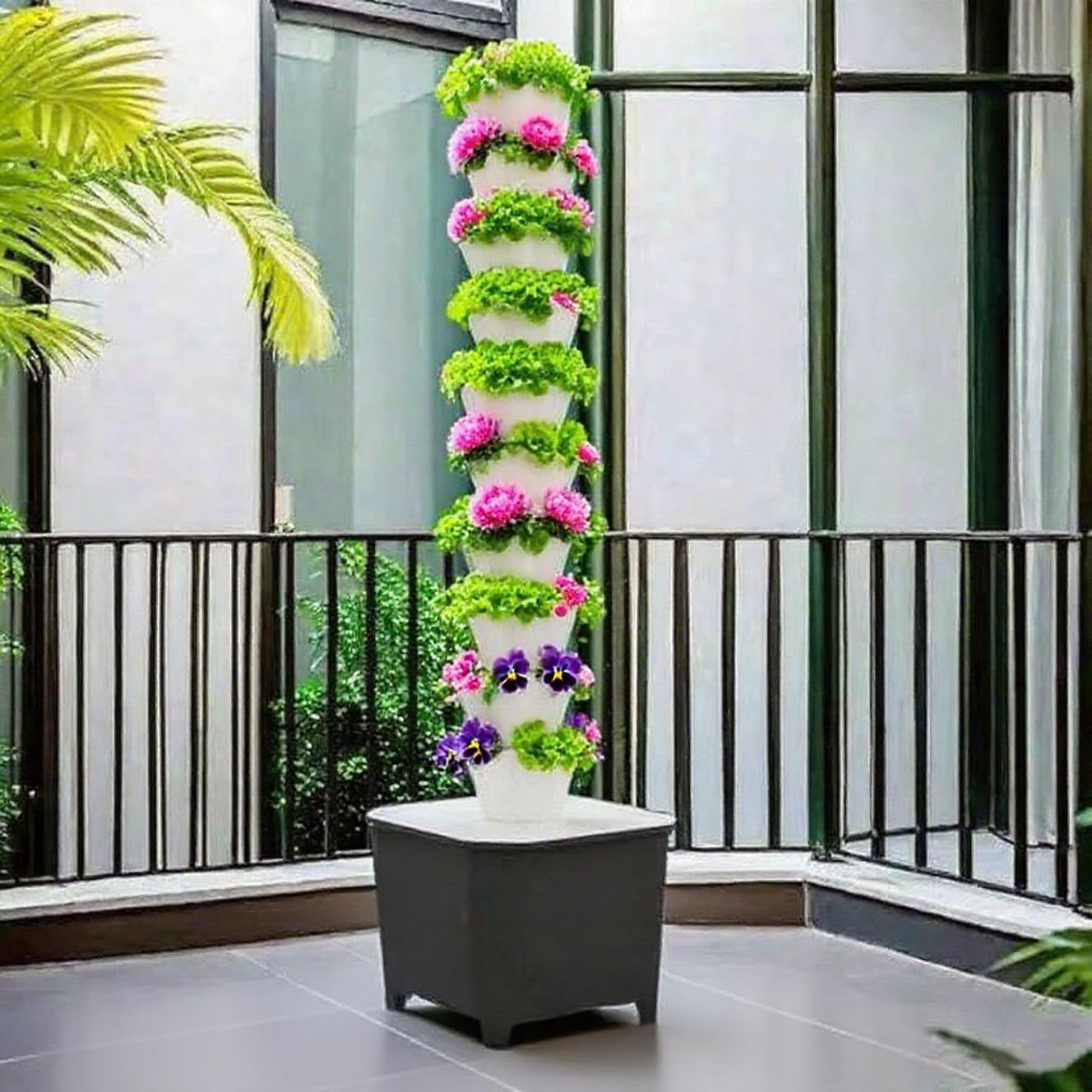 S Hydroponic Growing System Kit, Aeroponic Tower 50 Hole Garden Vertical Vegetable Planting System with Pump and