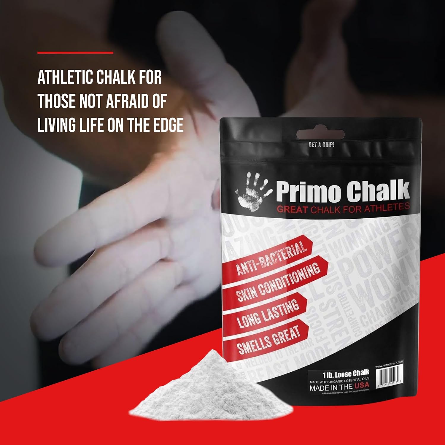 Resealable Bag: Loose Chalk for Weightlifting, Rock Climbing, & Gymnastics, Made in The USA, Chalk Ball Refill for