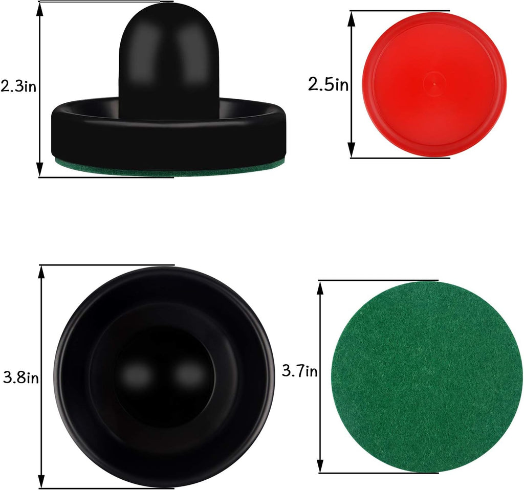 Air Hockey Pushers and Red Air Hockey Pucks, Goal Handles Paddles Replacement Accessories for Game Tables (4 Striker