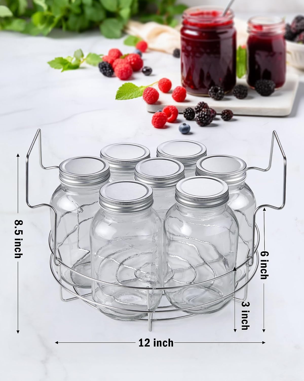 12-inch Canning Rack, 2 Pack, Stainless Steel Steamer Jar Rack Kit for Regular Wide Mouth Mason Ball Jars, Holds 8