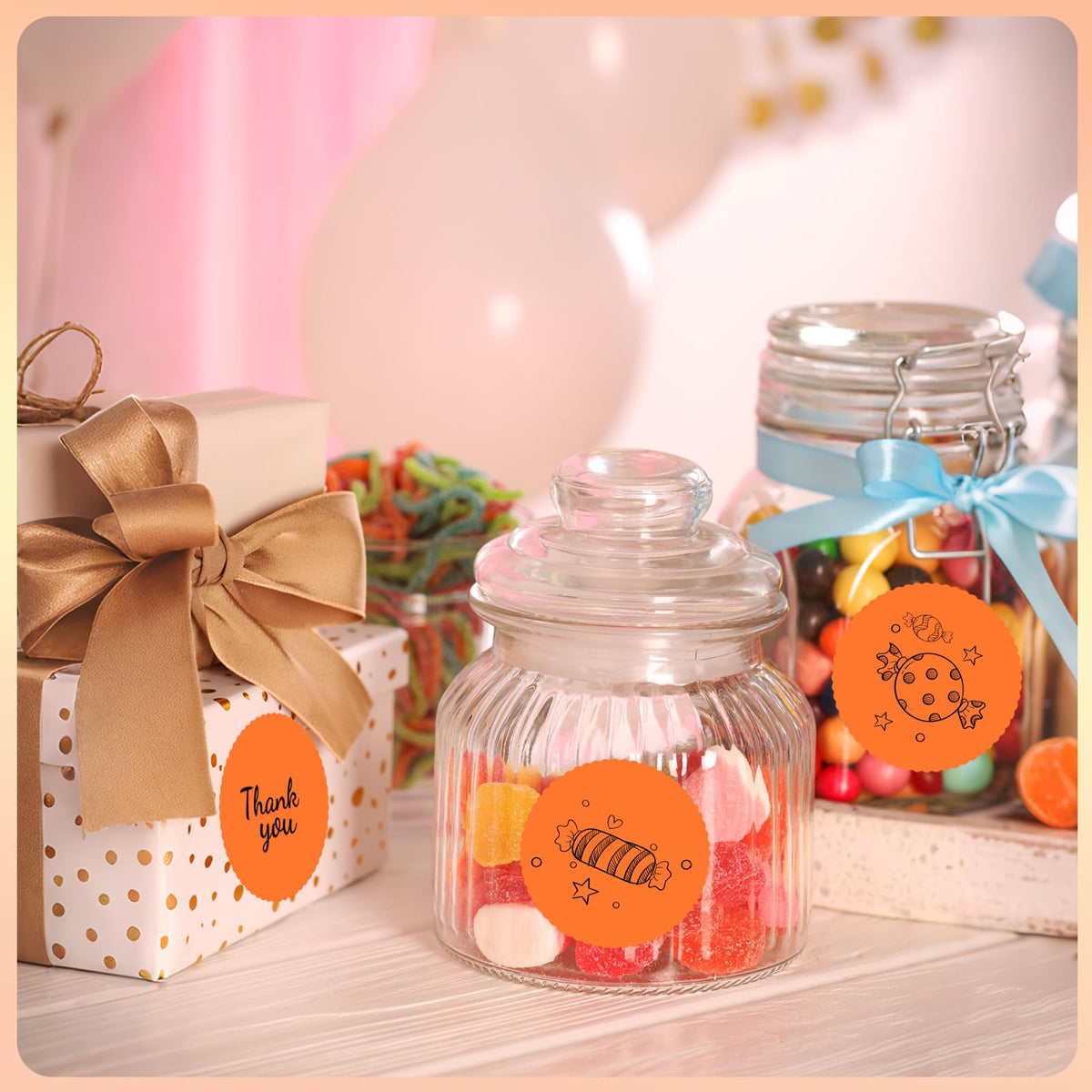 500 Labels/Roll 2.25" Orange Round Thermal Labels, Waterproof Circle Blank Thermal Sticker Compatible with Direct